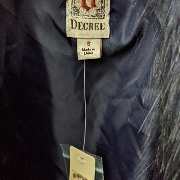 Decree Navy/ Black Faux Fur Jacket  Size Small - Picture 3 of 5